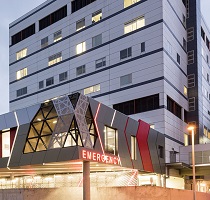 View of the outside of the ED department at night